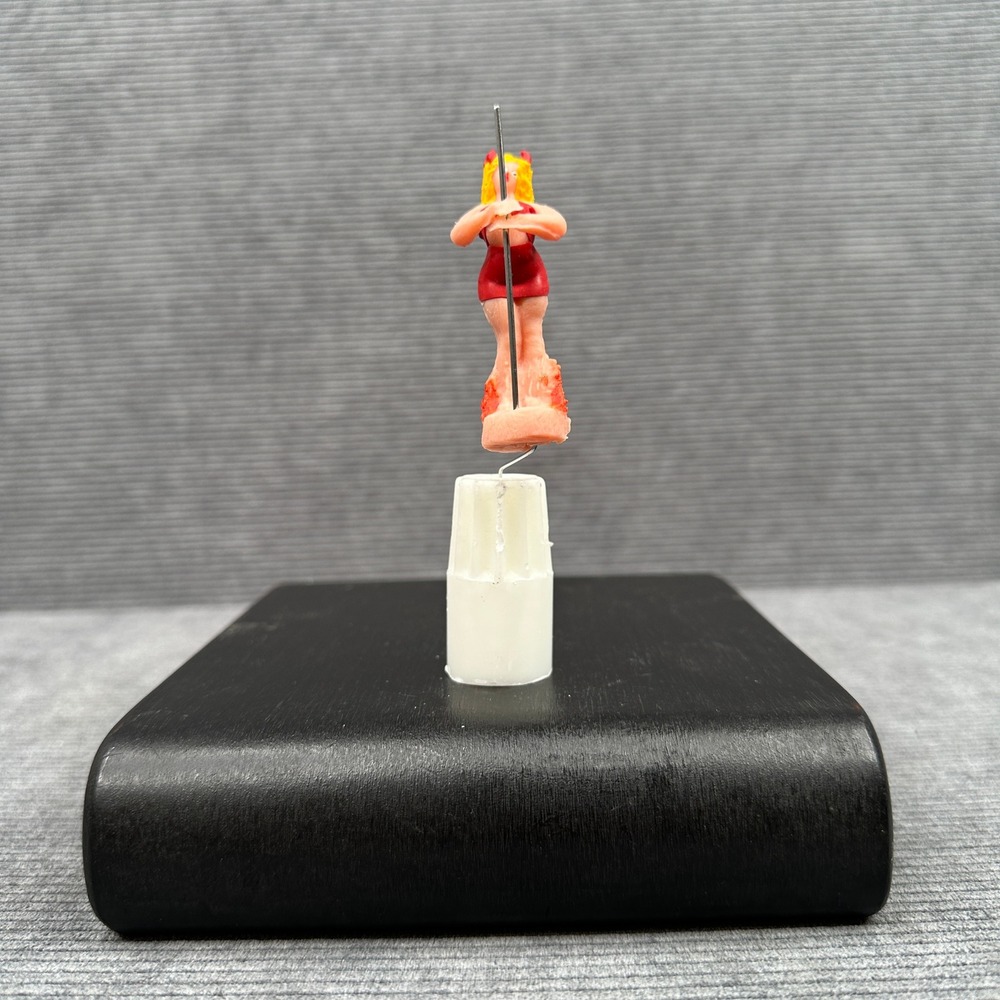 Miniature Pole Dancer Figurine Red Devil Horns‎ Blonde Woman Tiny Diorama 3961